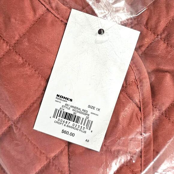 Croft & Barrow® Quilted Snap-Front Jacket Plus Size 1X Dark Pink  NWT - Picture 4 of 4
